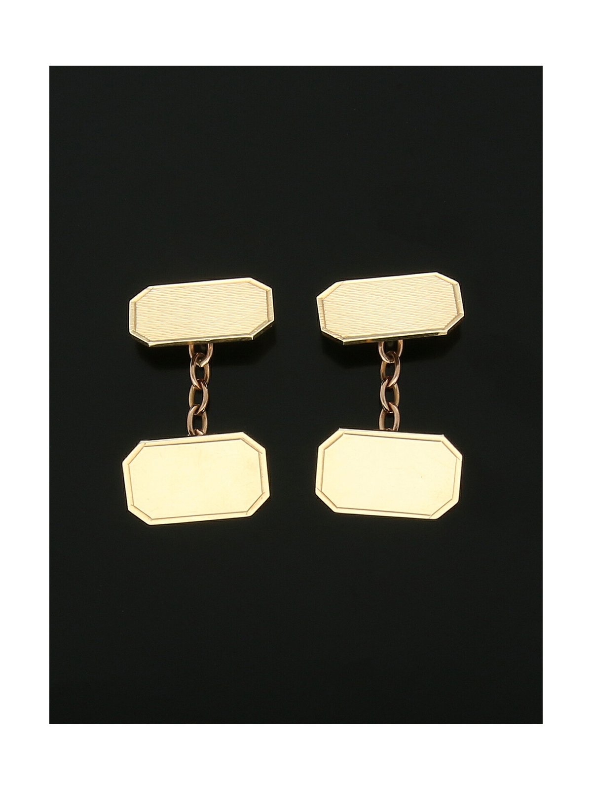 Pre Owned Oblong Patterned Cufflinks in 9ct Yellow Gold