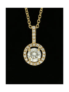Diamond Solitaire Halo Pendant Certificated 0.60ct in 18ct Yellow Gold