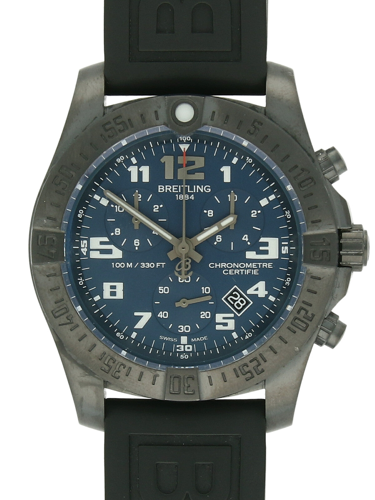 Pre Owned Breitling Chronospace Evo Night Watch on Rubber Strap