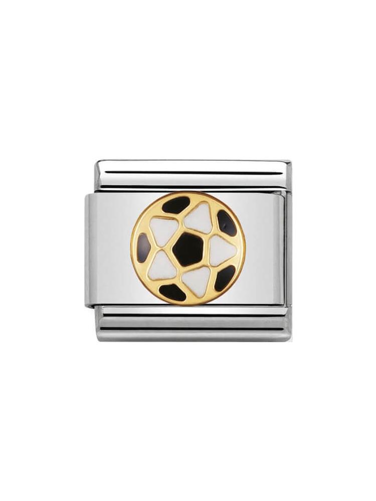 Nomination Classic Steel and Enamel Black and White Football Charm 030204-17