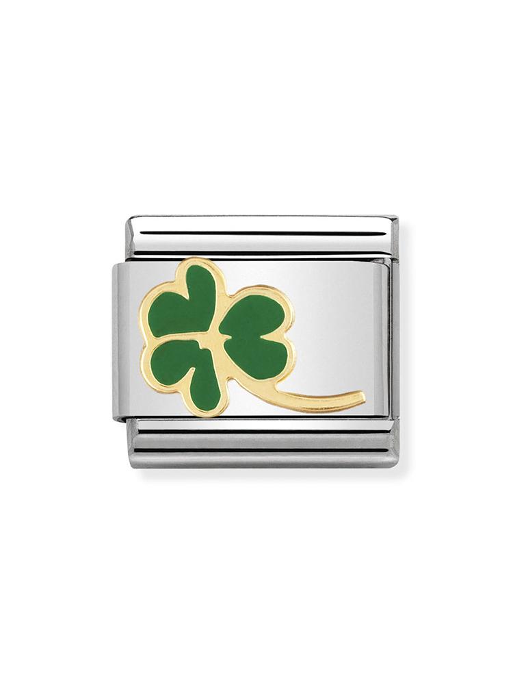 Nomination Classic Steel and Enamel Green Clover Charm 030214-23