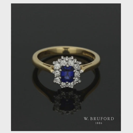 Sapphire & Diamond Cluster Ring in 18ct Yellow & White Gold