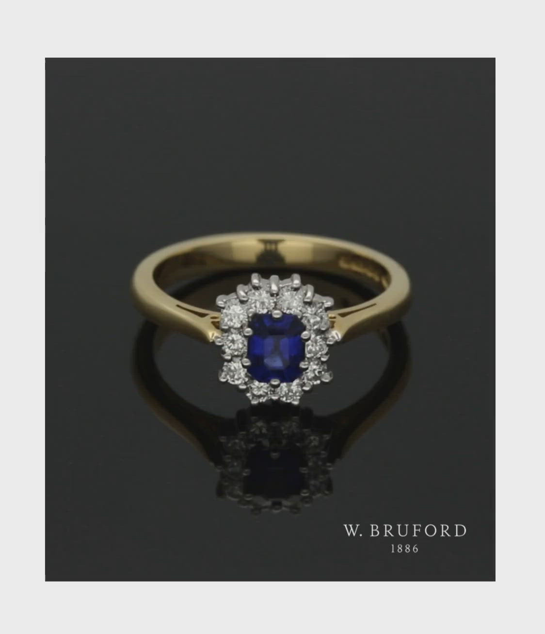 Sapphire & Diamond Cluster Ring in 18ct Yellow & White Gold