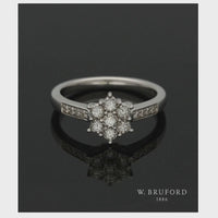 Diamond Cluster Ring 0.25ct Round Brilliant Cut in 9ct White Gold with Diamond Shoulders