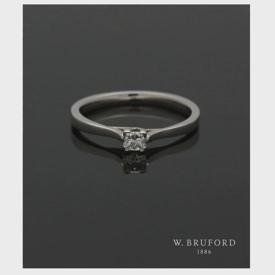 Diamond Solitaire Engagement Ring 0.15ct Princess Cut in 9ct White Gold