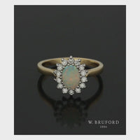 Opal & Diamond Cluster Ring in 18ct Yellow & White Gold