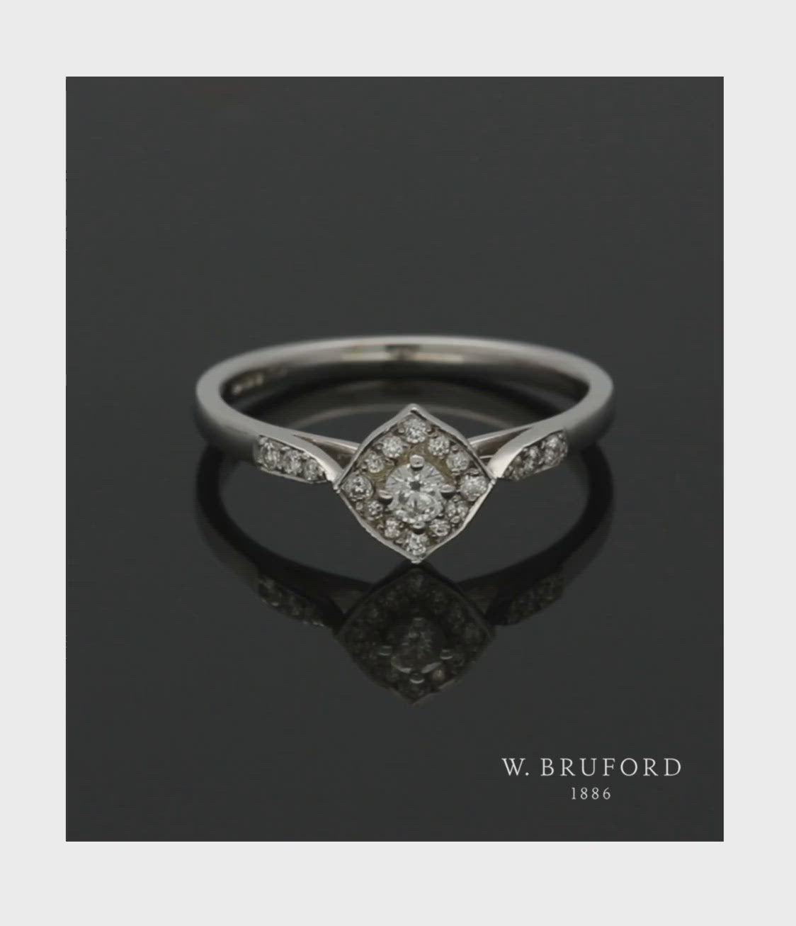 Diamond Cluster Ring 0.24ct Round Brilliant Cut in 9ct White Gold with Diamond Shoulders