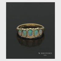 Opal & Diamond Five Stone Ring in 18ct Yellow Gold