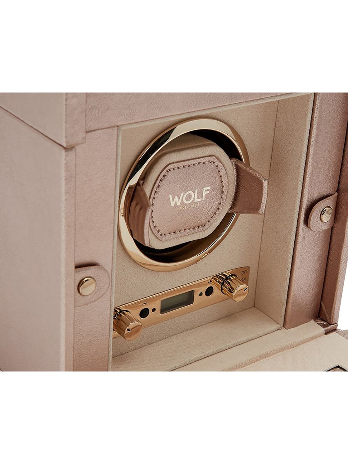 Wolf Palermo Single Winder with Jewellery Storage in Rose Gold