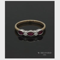 Ruby & Diamond Five Stone Ring in 9ct Yellow & White Gold