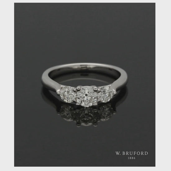 Three Stone Diamond Ring 1.00ct Round Brilliant Cut in 18ct White Gold