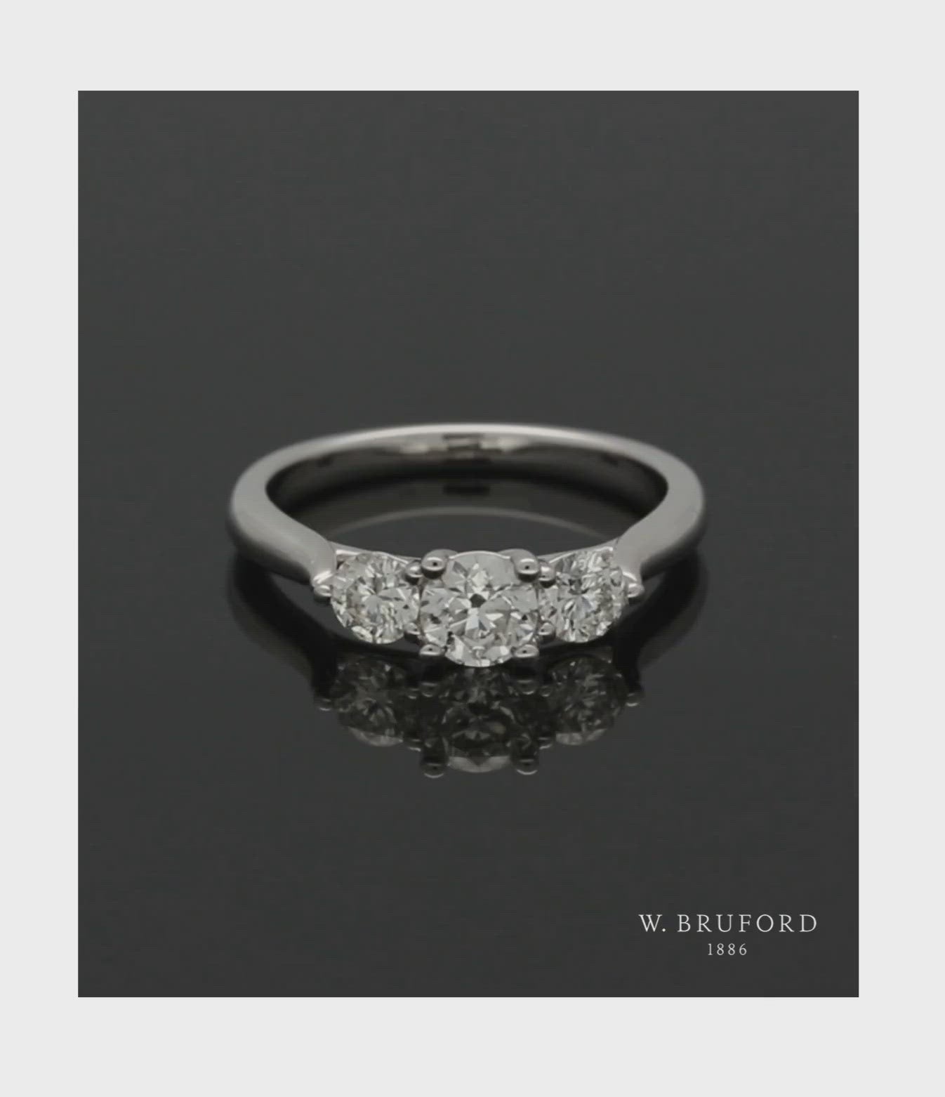 Three Stone Diamond Ring 1.00ct Round Brilliant Cut in 18ct White Gold