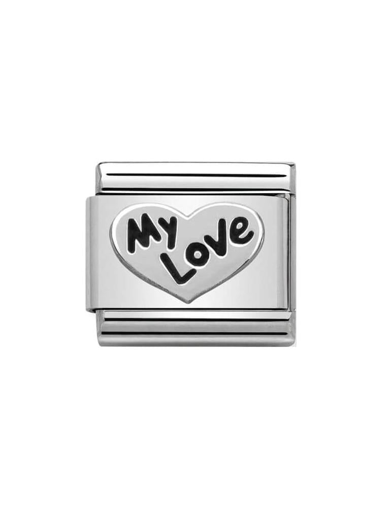 Nomination Classic Steel and Silver Heart My Love Charm 330101-09