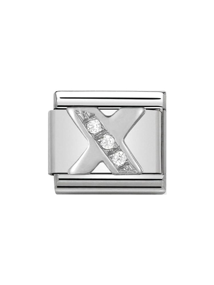 Nomination Classic Steel and Zirconia Letter X Charm 330301-24