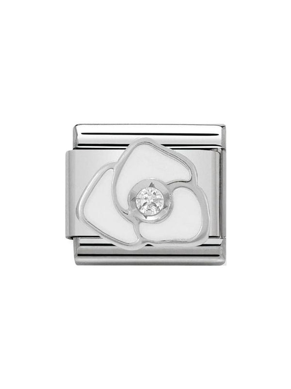Nomination Classic Steel and Enamel White Rose Charm 330305-06