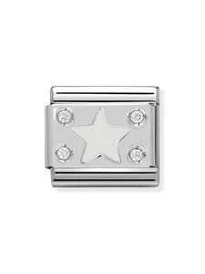 Nomination Classic Steel and Enamel White Star Charm 330306-04