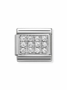 Nomination Classic Steel and Zirconia White Pave Charm 330307-01