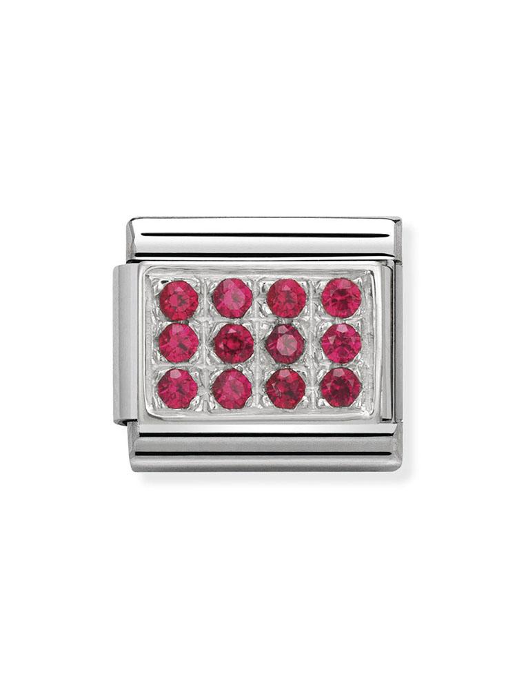 Nomination Classic Steel and Zirconia Red Pave Charm  330307-02