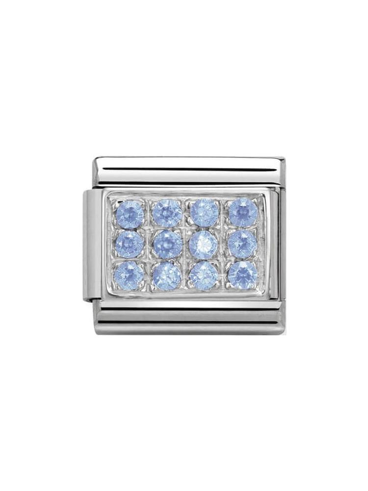 Nomination Classic Steel and Zirconia Light Blue Pave Charm 330307-05