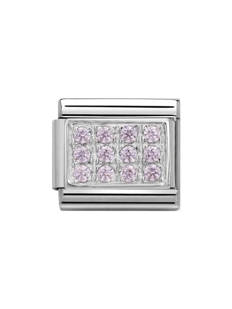 Nomination Classic Steel and Zirconia Pink Pave Charm 330307-06