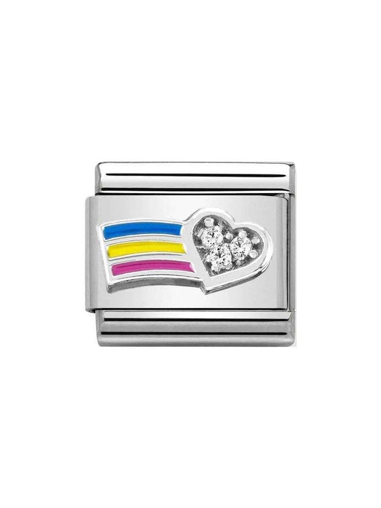 Nomination Classic Steel and Zirconia Rainbow Heart Charm 330321-01