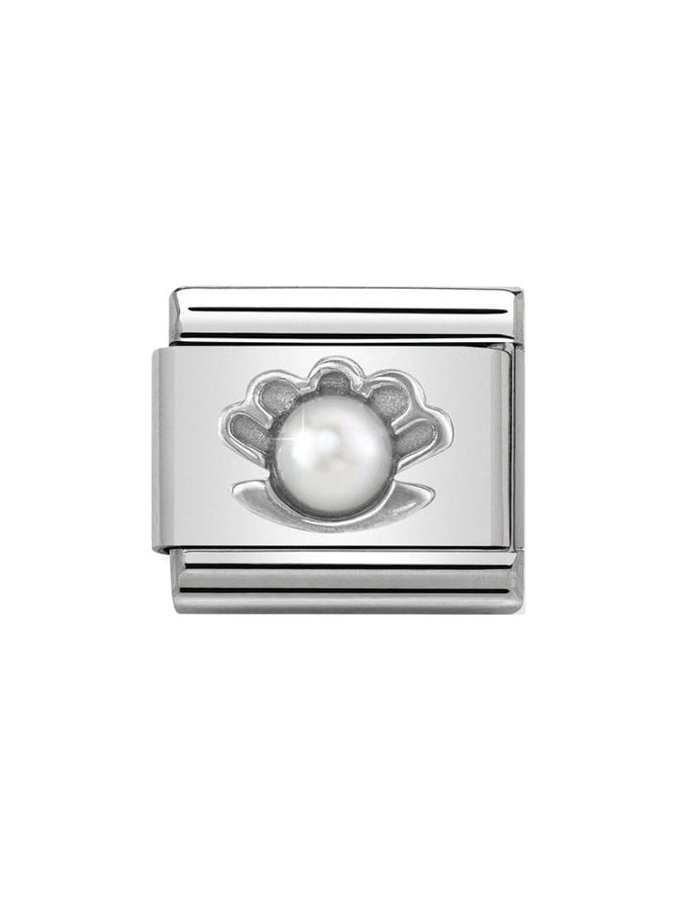 Nomination Classic Steel and White Pearl Shell Charm 330501-03
