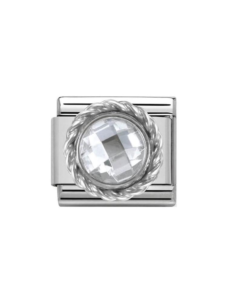 Nomination Classic Steel and Zirconia White Round Charm 330601-010