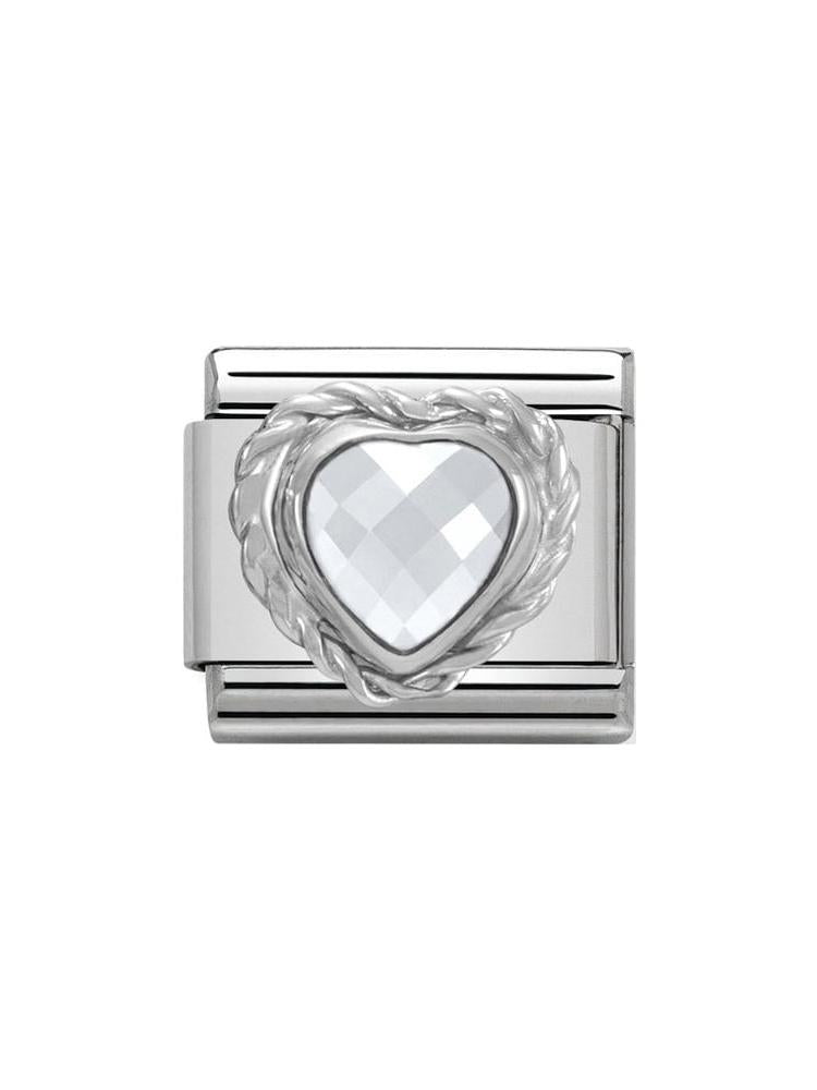 Nomination Classic Steel and Zirconia White Heart Charm 330603-010