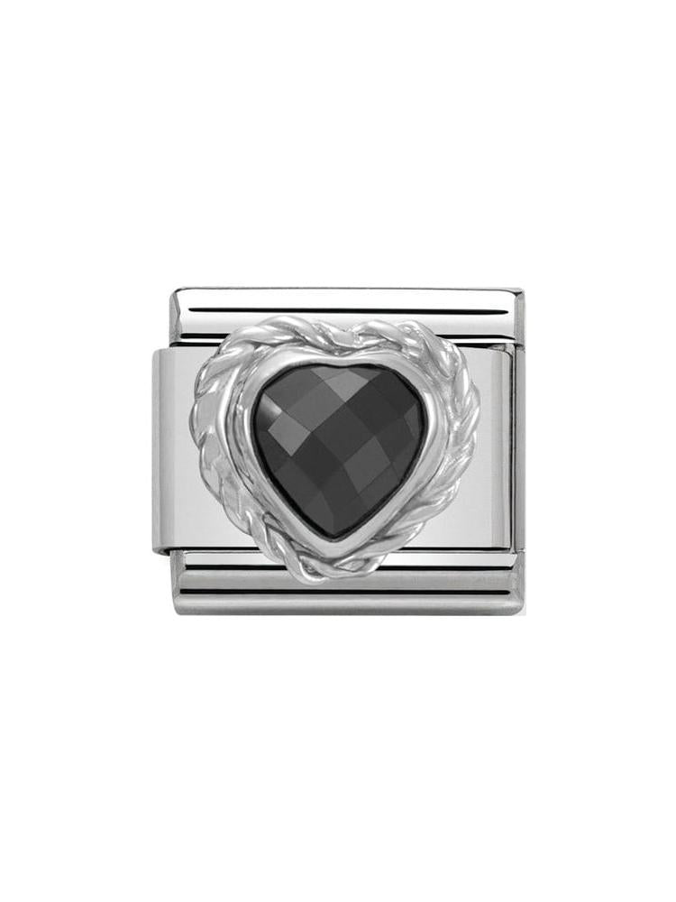 Nomination Classic Steel and Zirconia Black Heart Charm 330603-011