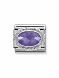 Nomination Classic Steel and Zirconia Purple Oval Charm  330604-001