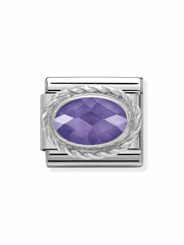Nomination Classic Steel and Zirconia Purple Oval Charm  330604-001