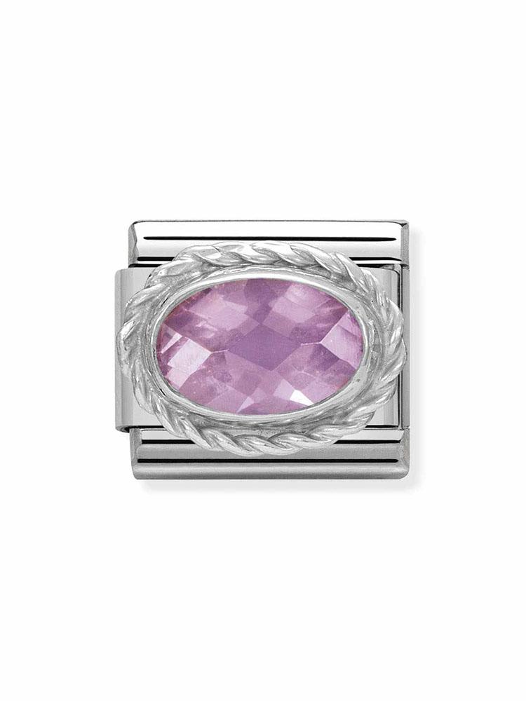 Nomination Classic Steel and Zirconia Pink Oval Charm 330604-003