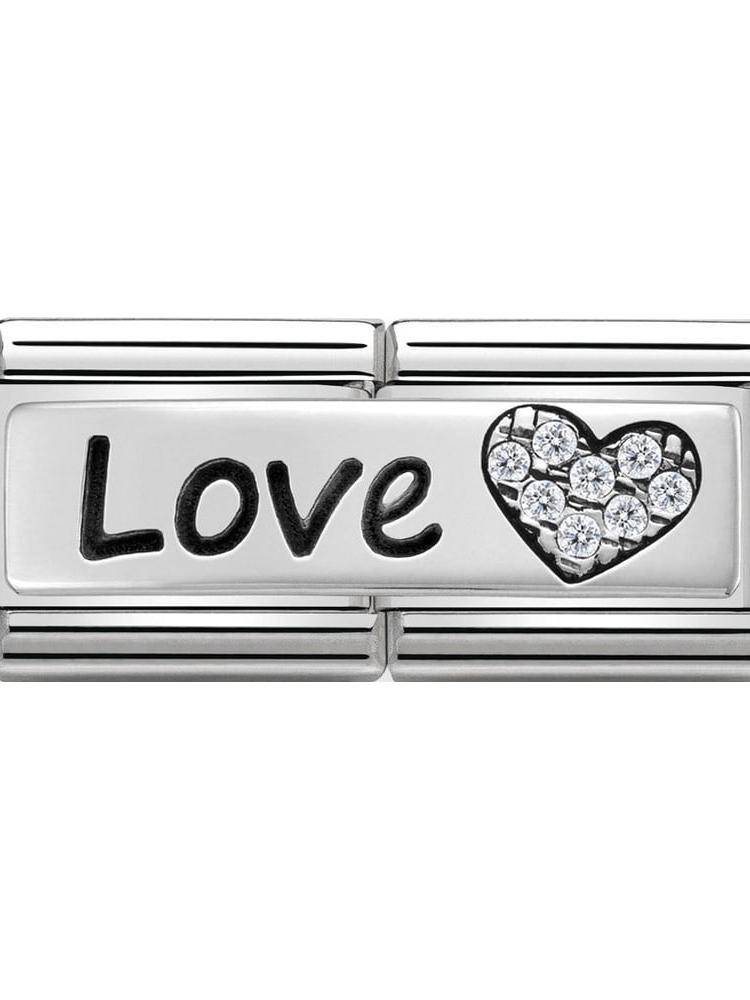 Nomination Classic Steel and Zirconia Love and Heart Double Charm 330731-05