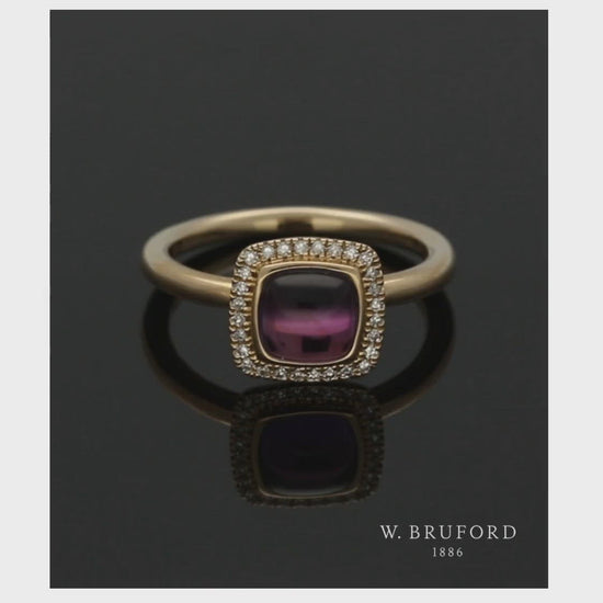 Amethyst & Diamond Ring in 9ct Yellow Gold