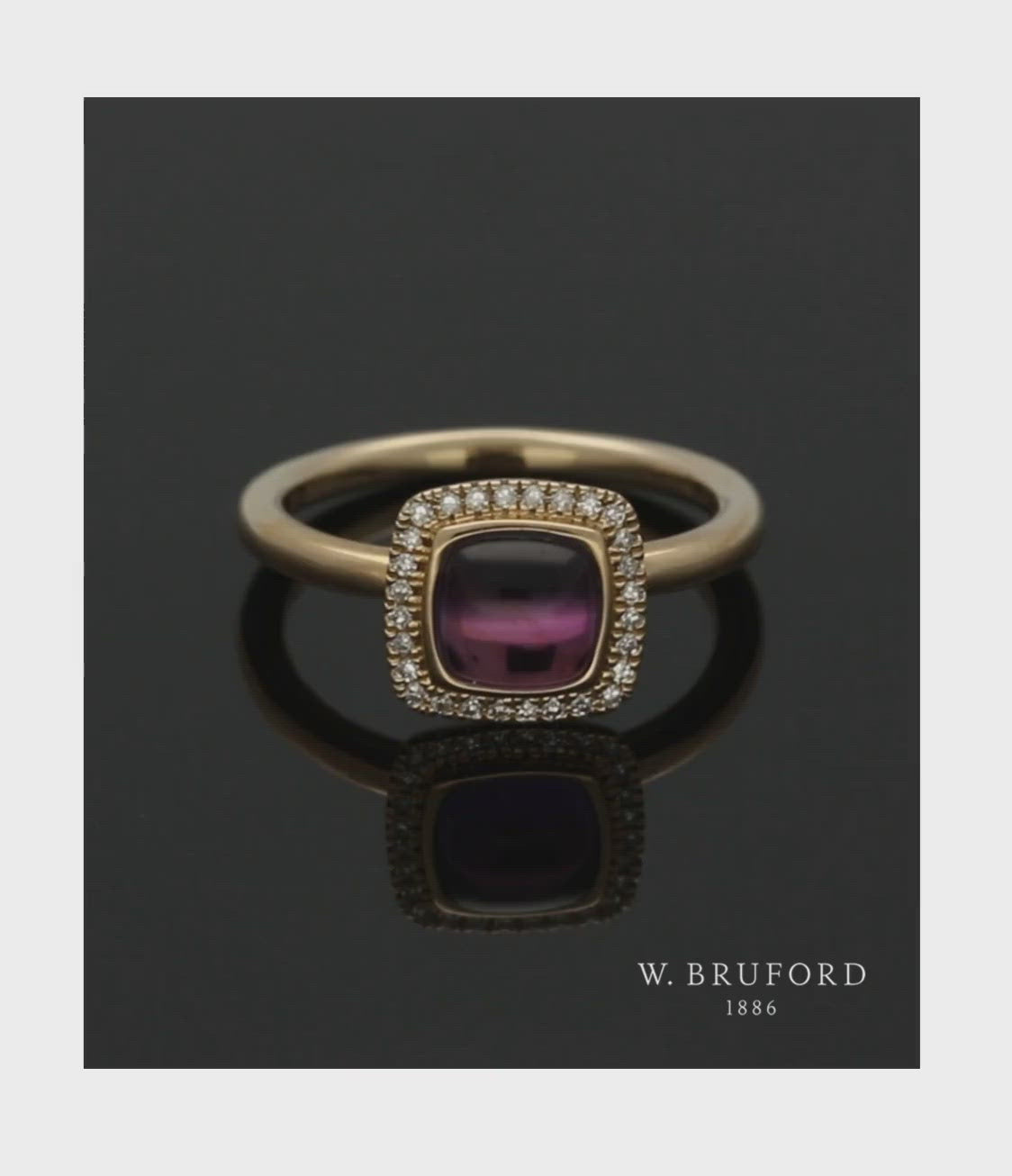Amethyst & Diamond Ring in 9ct Yellow Gold