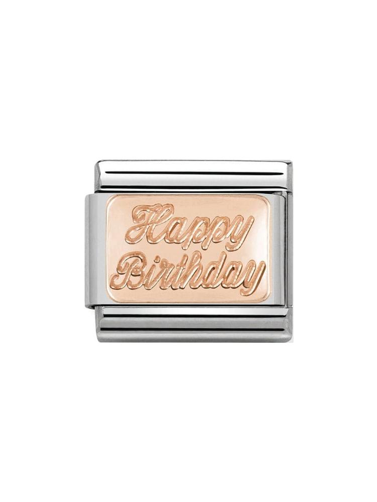 Nomination Classic Steel and Rose Gold Happy Birthday Charm 430101-29