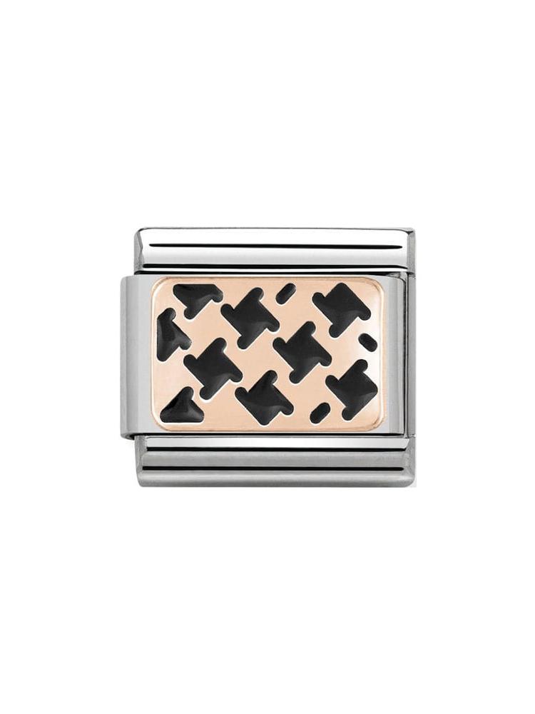 Nomination Classic Steel and Rose Gold Houndstooth Black Charm 430201-01