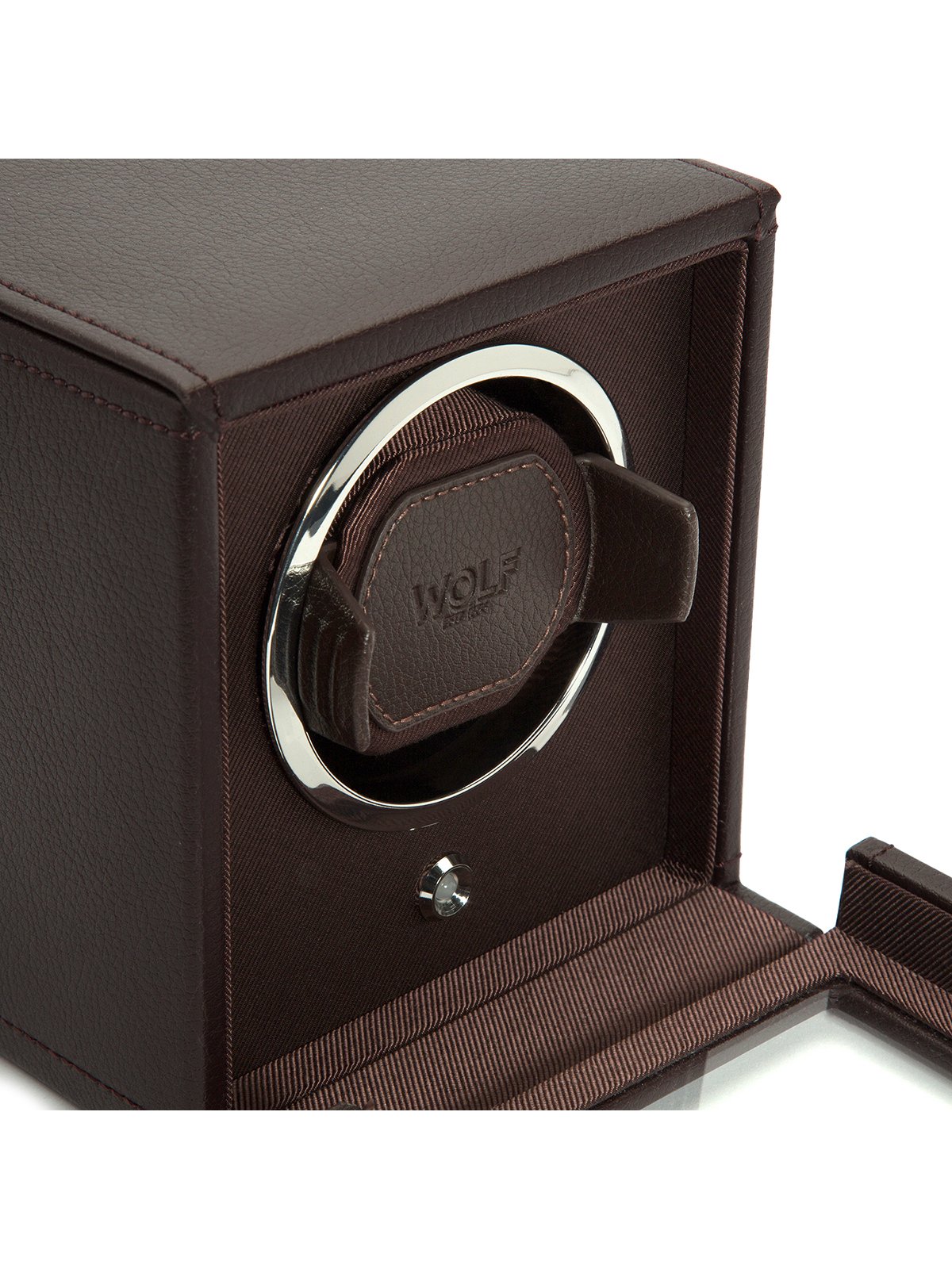 Wolf Cub Single Watch Winder with Cover in Brown 461106