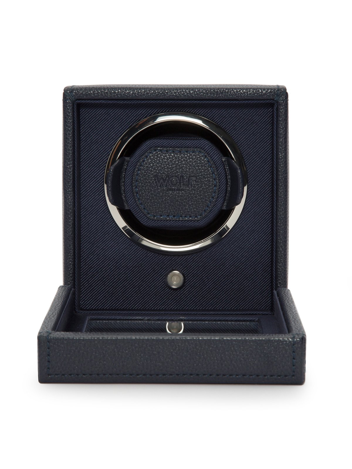 Wolf Cub Single Watch Winder with Cover in Navy 461117
