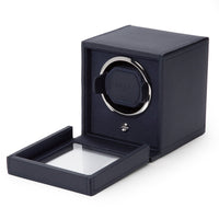 Wolf Cub Single Watch Winder with Cover in Navy 461117