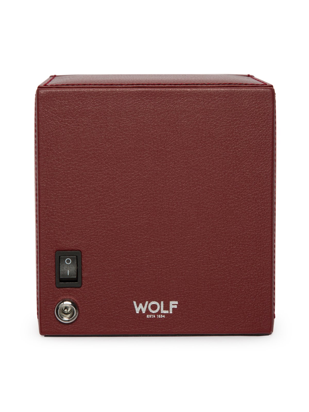Wolf Cub Single Watch Winder with Cover - Bordeaux Pebble