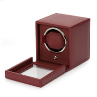 Wolf Cub Single Watch Winder with Cover - Bordeaux Pebble