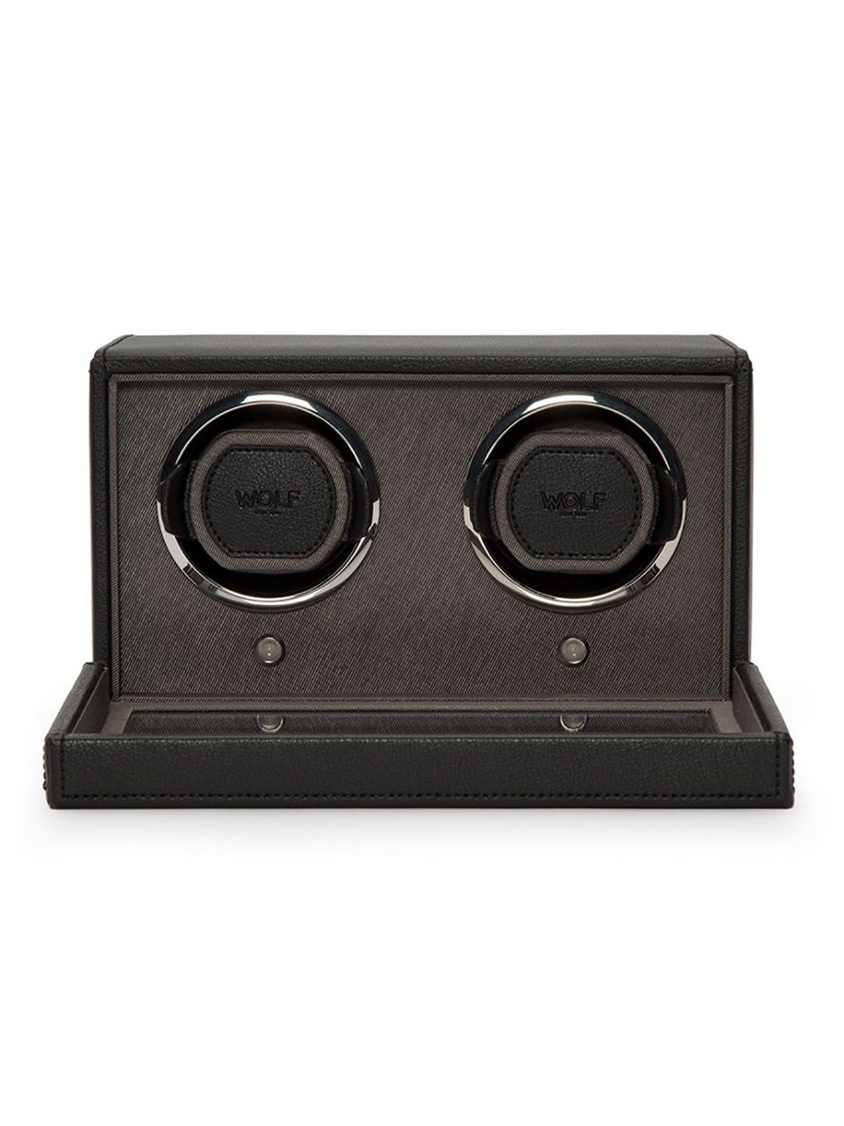 Wolf Double Cub Watch Winder with Cover in Black