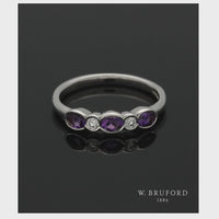 Amethyst & Diamond Five Stone Ring in 9ct White Gold