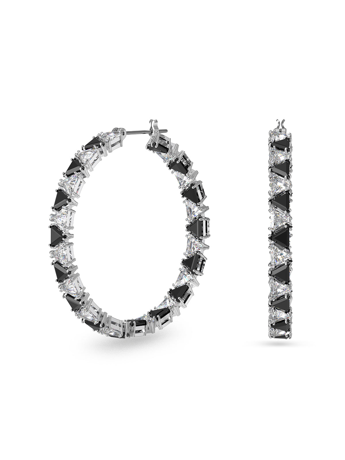 SALE Swarovski Ortyx Black & White Crystal Hoop Earrings 5616911