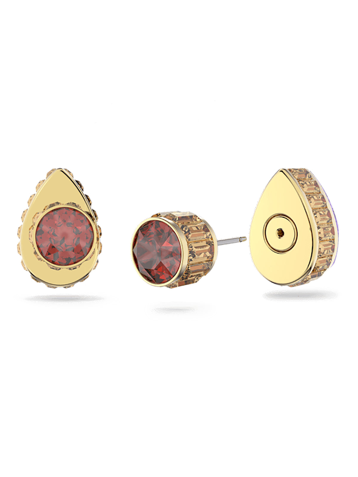 18ct gold stud earrings set with round and marquise cut coloured cubic  zirconia | Laval Europe