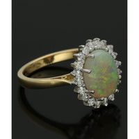 Opal & Diamond Cluster Ring in 18ct Yellow & White Gold