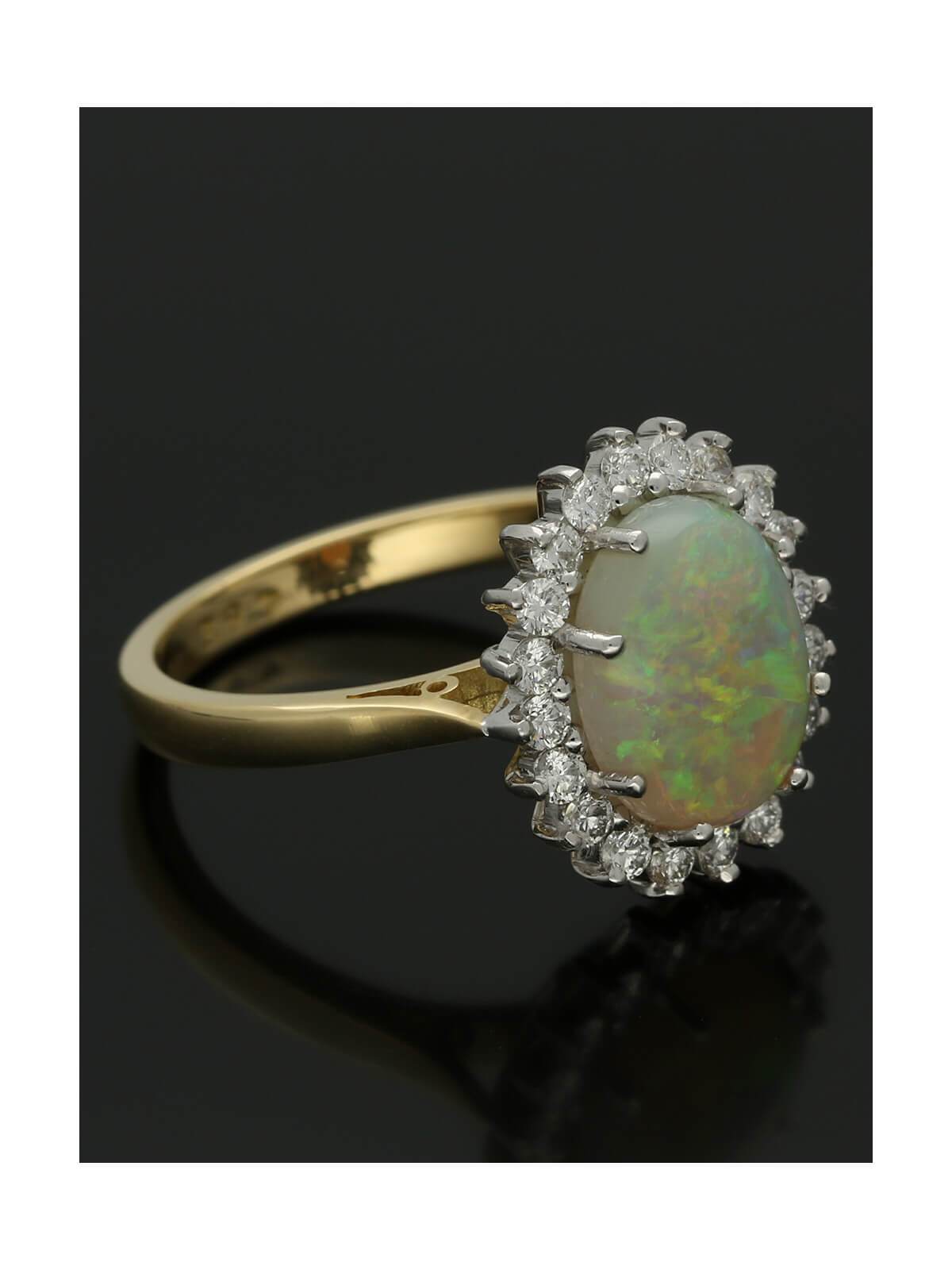 Opal & Diamond Cluster Ring in 18ct Yellow & White Gold