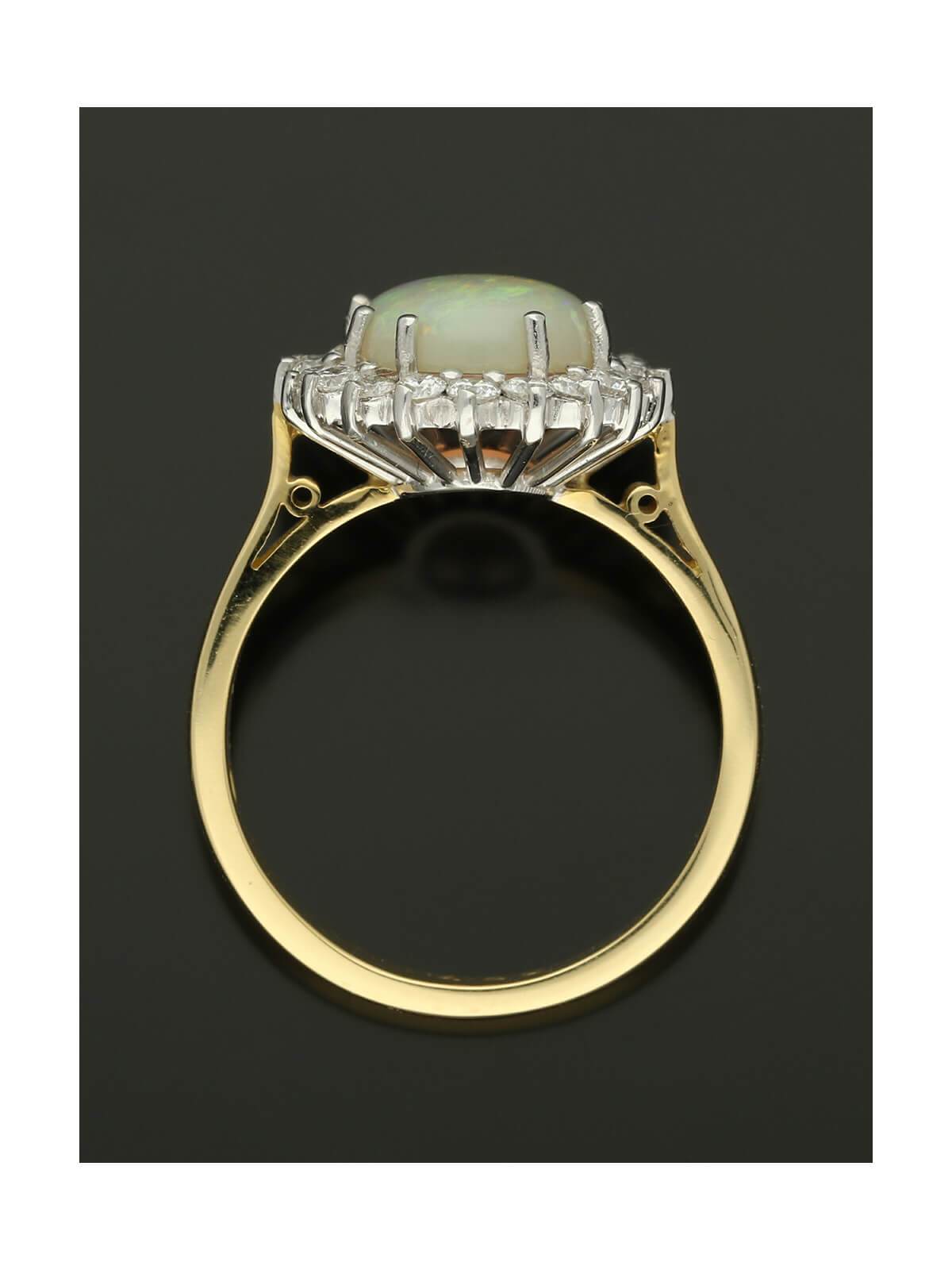 Opal & Diamond Cluster Ring in 18ct Yellow & White Gold