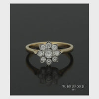 Diamond Cluster Ring 0.40ct Round Brilliant Cut in 18ct Yellow Gold and Platinum